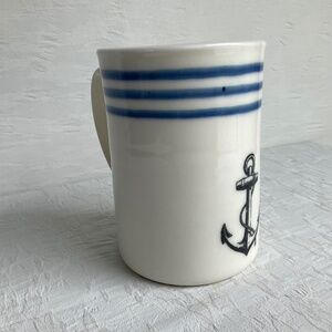 Pottery Anchor Mug Handcrafted Pottery Nautical Mug Large Capacity 1-of-a-kind